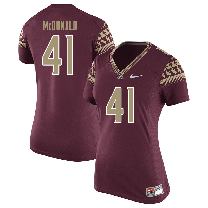 Women #41 Nolan Mcdonald Florida State Seminoles College Football Jerseys Sale-Garnet